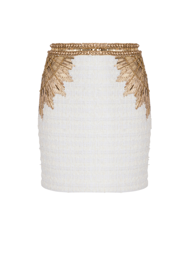 Embroidered tweed skirt