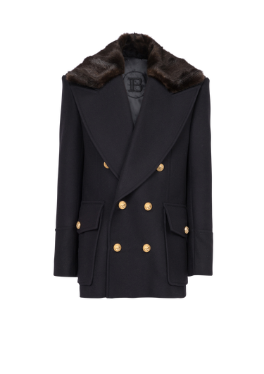 Unisex - Six-button wool coat with detachable collar